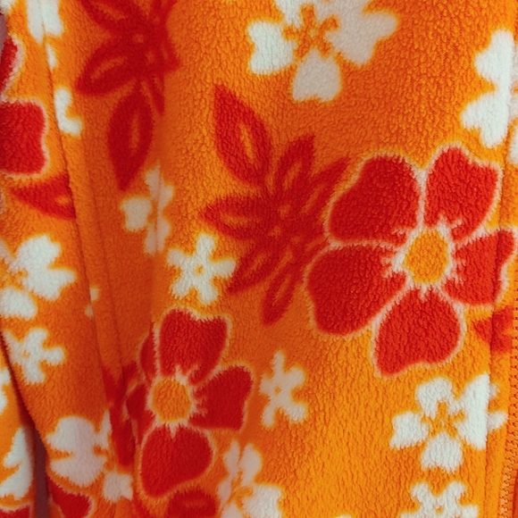 (2 for $15) Old Navy orange floral zip up hooded fleece girl's size 16 - Picture 4 of 6